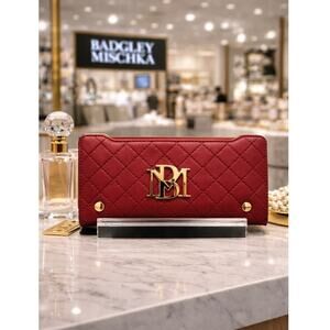 Badgley Mischka Quilted Long Wallet - Wine